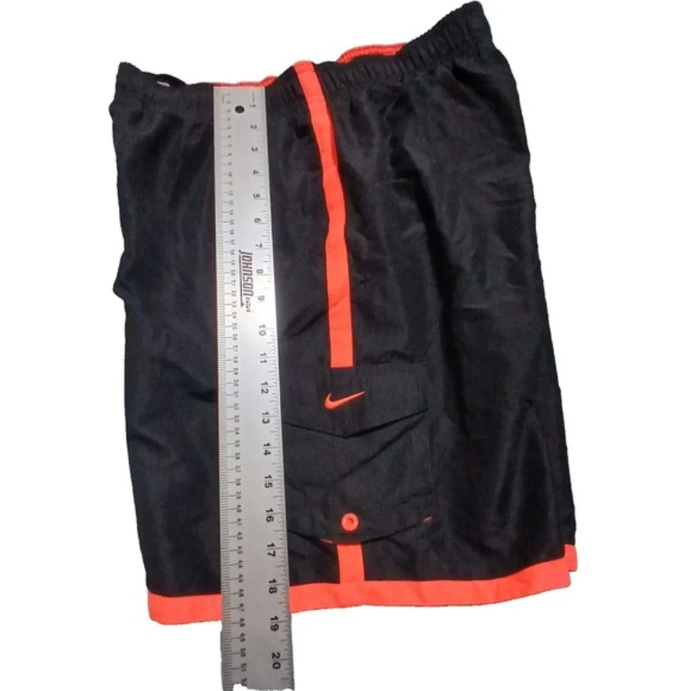 Nike Board Shorts Men's‎ Size M Lined Black/Neon Orange EUC Swim Trunks